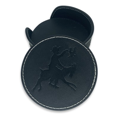 H.C. Andersen coaster, sort læder, dansk design