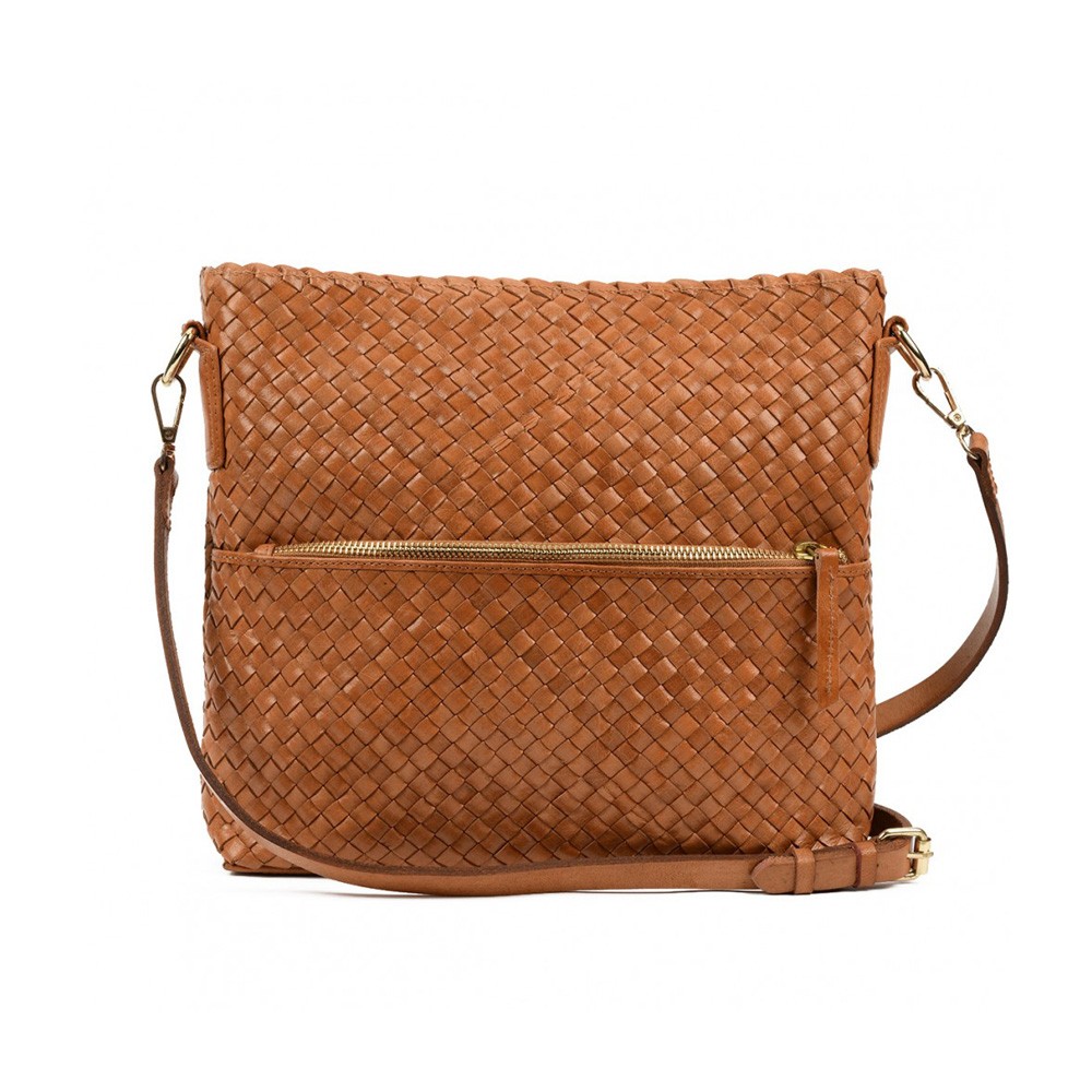 India Crossover/Crossbody, Cognac Leder