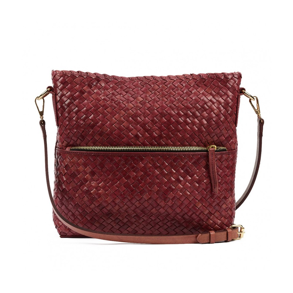 INDIA crossover/crossbody taske, kastanje læder