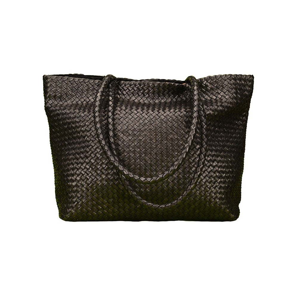 India leather shopper, black leather, danish design