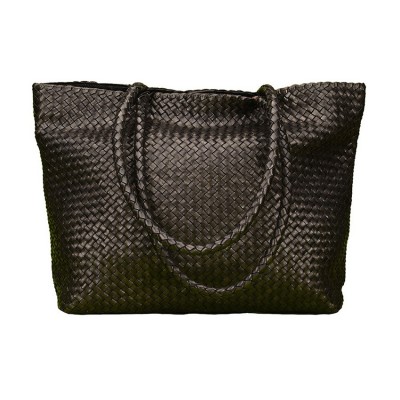 India leather shopper, black leather, danish design
