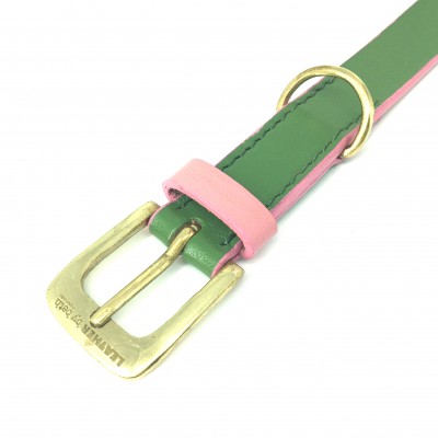 'SMILE AT ME' bælte, grøn/pink læder, dansk design