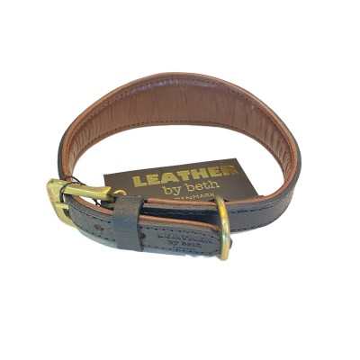 Windhund Hundehalsband, Schwarz/Cognac, dänisches Design