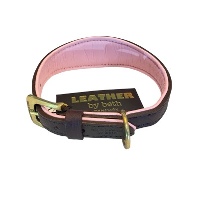 Windhund Hundehalsband Braun/Rosa, dänisches Design