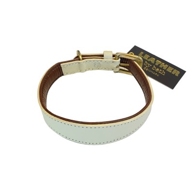 Windhund Hundehalsband, Créme/Cognac Leder