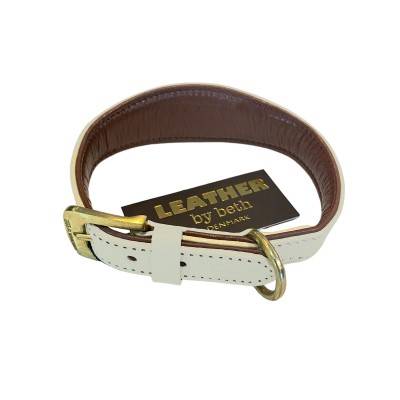Windhund Hundehalsband, Créme/Cognac Leder