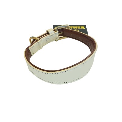 MYNDE hundehalsbånd, créme/cognac læder