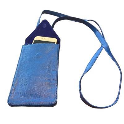 CITYWALK mobiltaske, blå læder, dansk design