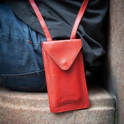 Citywalk Mobil-Tasche, Rotes Leder, dänisches Design