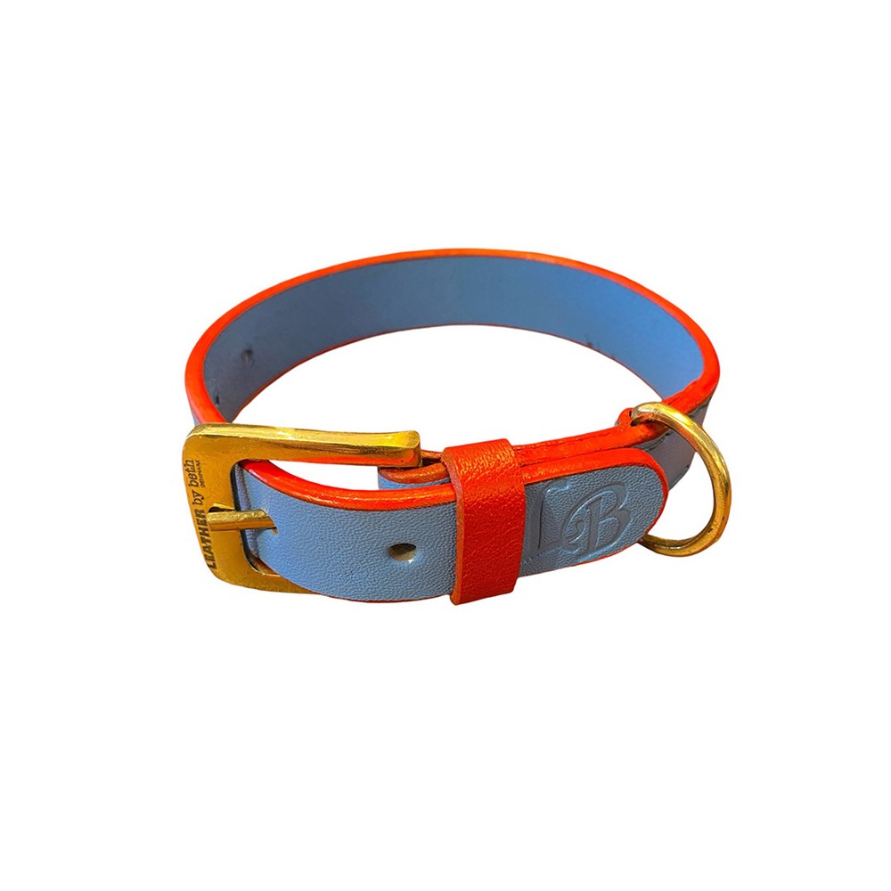 'SMILE AT ME' Hundehalsband Hellblau/Rot, dänisches Design