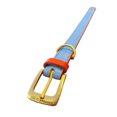 'SMILE AT ME' dog collar lightblue/red, danish design