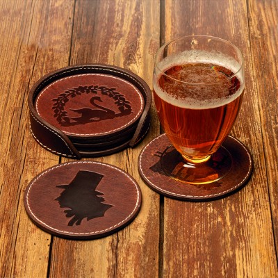 H.C. Andersen coaster, brun læder, dansk design