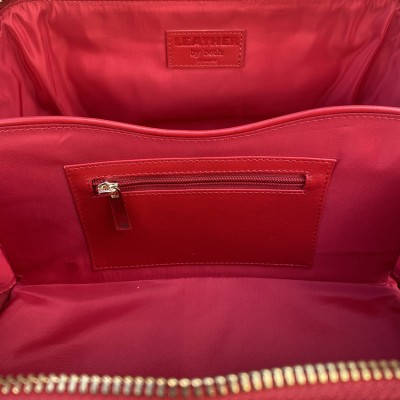 Hilton Toilettaske, rød Cashmere Grain læder