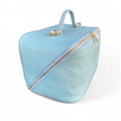 Hilton Toilettentasche, türkis Cashmere Grain Leder