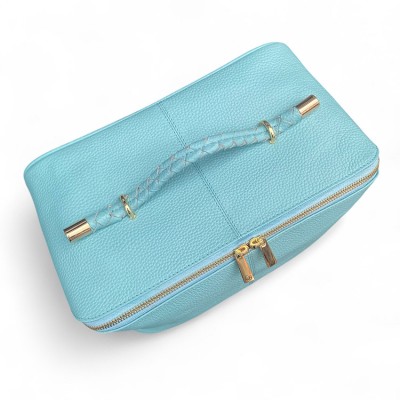 Hilton Toilettentasche, türkis Cashmere Grain Leder