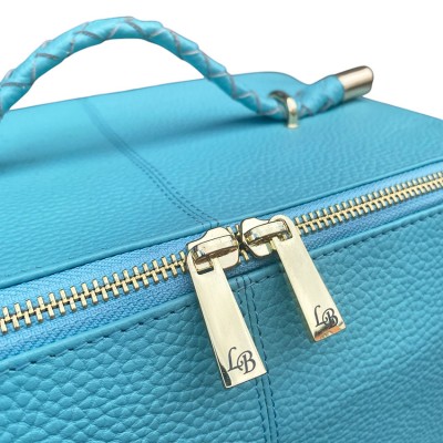 Hilton Toilettentasche, türkis Cashmere Grain Leder