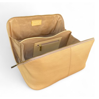 Hilton Toilettaske, créme Cashmere Grain læder