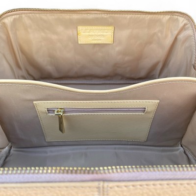 Hilton Toilettaske, créme Cashmere Grain læder