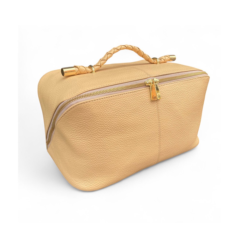 Hilton Toilettaske, créme Cashmere Grain læder