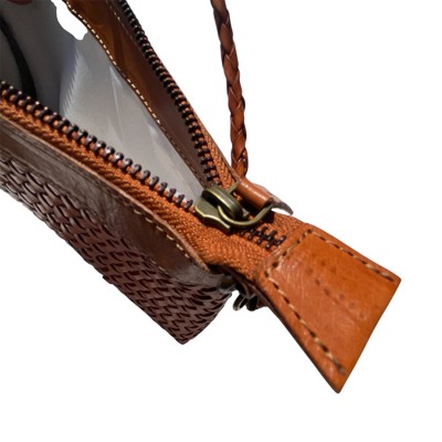 INDIA clutch handbag, cognac leather