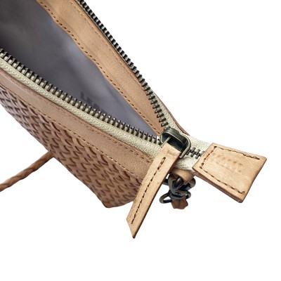 India clutch handbag, cream leather