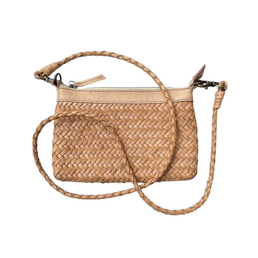 India clutch handbag, cream leather