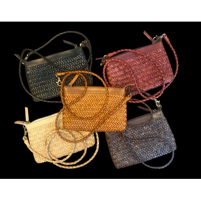 India clutch handbag, cream leather