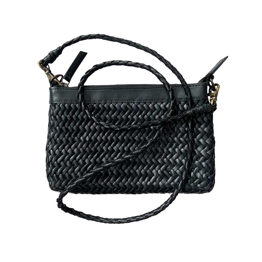 INDIA Clutch Handtasche, Schwarz Leder