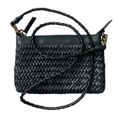 INDIA Clutch Handtasche, Schwarz Leder
