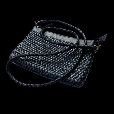 INDIA Clutch Handtasche, Schwarz Leder