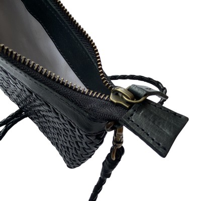 INDIA Clutch Handtasche, Schwarz Leder