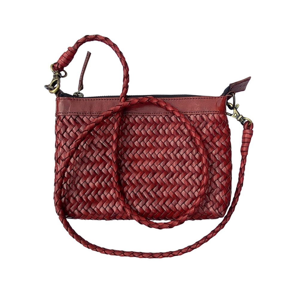 INDIA Clutch Handtasche, Kastanie Leder