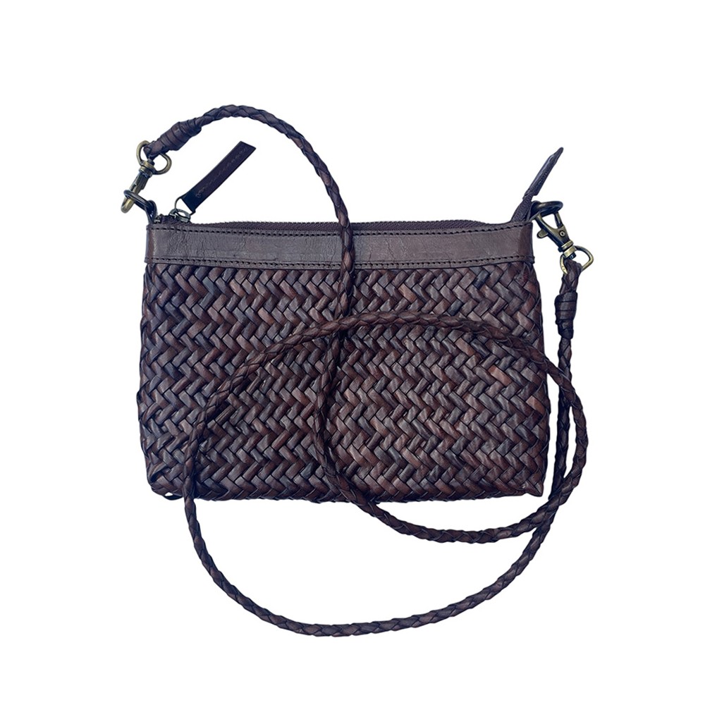 INDIA Clutch Handtasche, Haselnuss Leder