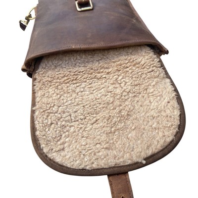 Blixen double shotgun slip in Crazy Horse leather