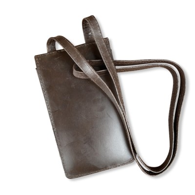 CITYWALK mobiltaske, mørkebrun læder, hardshell