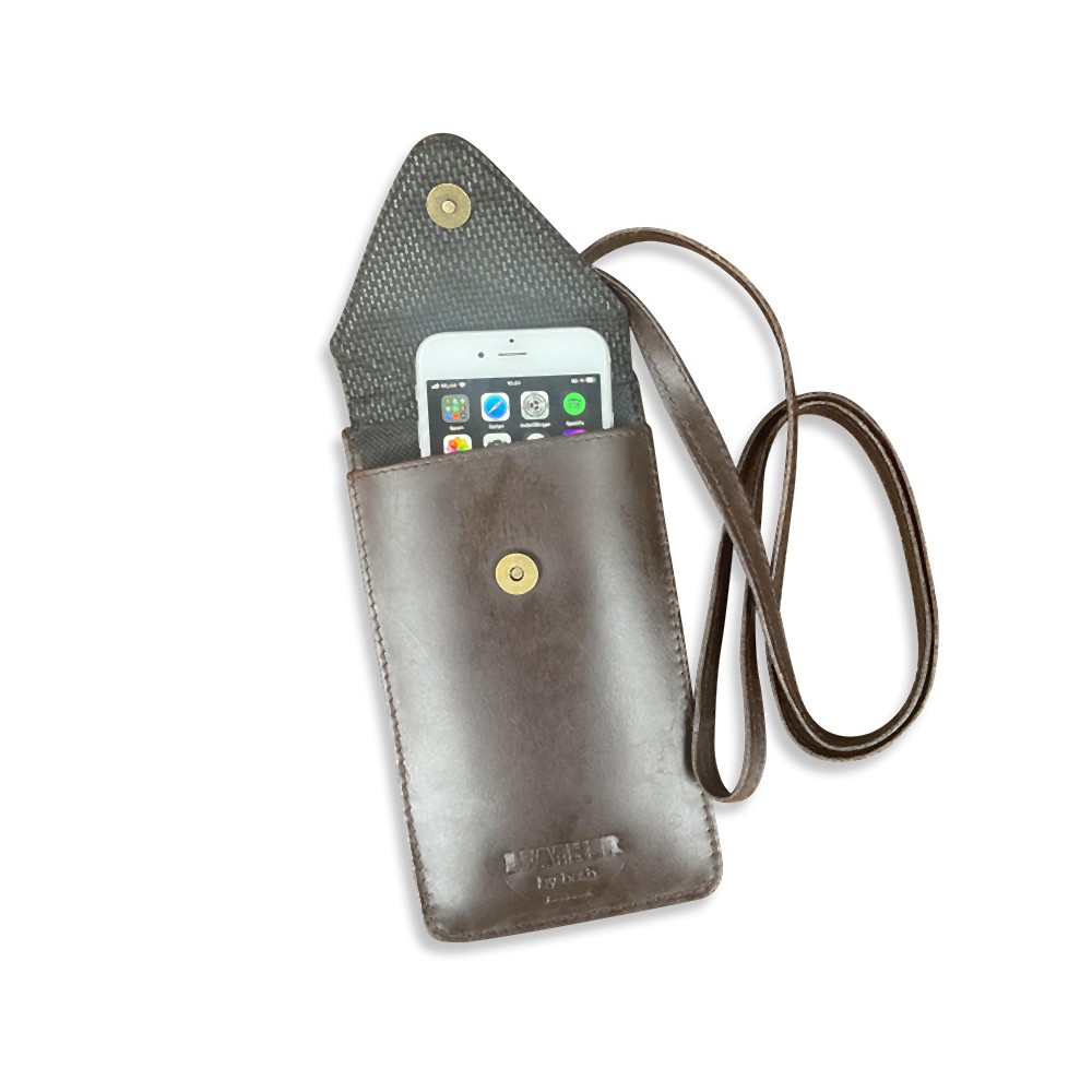 CITYWALK mobiltaske, mørkebrun læder, hardshell