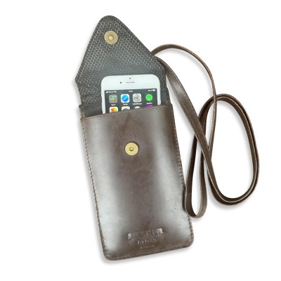 CITYWALK mobiltaske, mørkebrun læder, hardshell