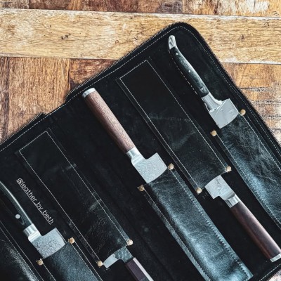 Knivcover, sort læder, dansk design