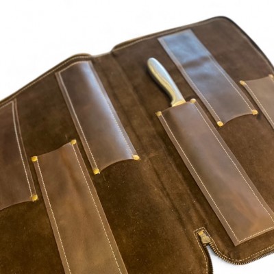 Knivcover, cognac læder, dansk design