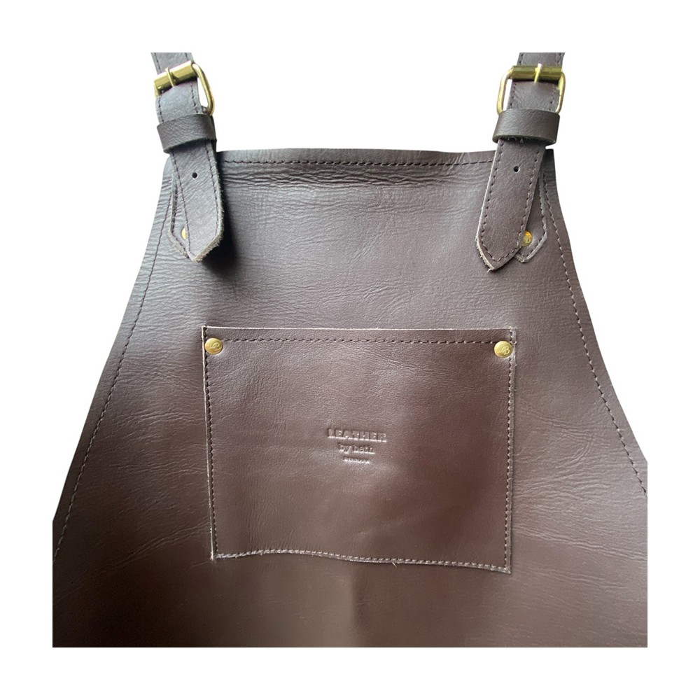 Forklæde i mørkebrun læder INTRODUKTIONS-PRIS