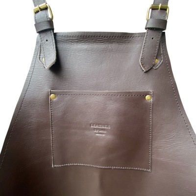 Forklæde i mørkebrun læder INTRODUKTIONS-PRIS