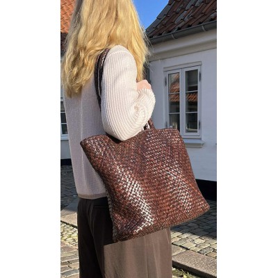 India Leder-Shopper, Haselnuss Leder, dänisches Design