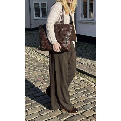 India Leder-Shopper, Haselnuss Leder, dänisches Design