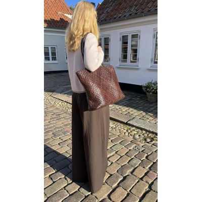 India Leder-Shopper, Haselnuss Leder, dänisches Design