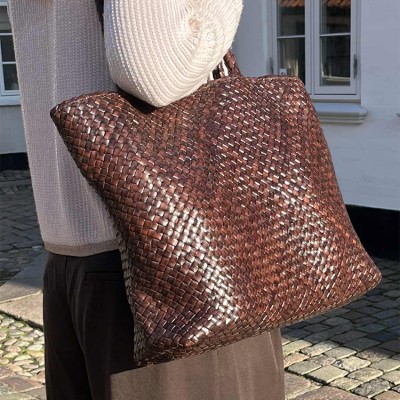 India Leder-Shopper, Haselnuss Leder, dänisches Design