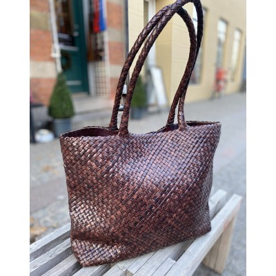 India Leder-Shopper, Haselnuss Leder, dänisches Design