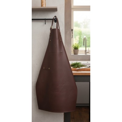 Forklæde i mørkebrun læder INTRODUKTIONS-PRIS