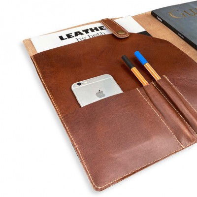 A4 leather cover & journal in cognac