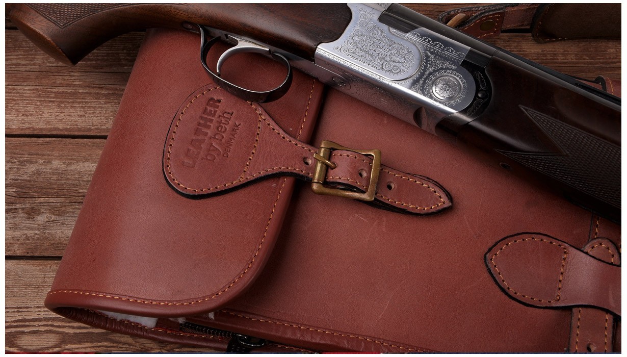 LEATHER by beth • shotgun & rifle slip in crazy horse & cashmere grain leather